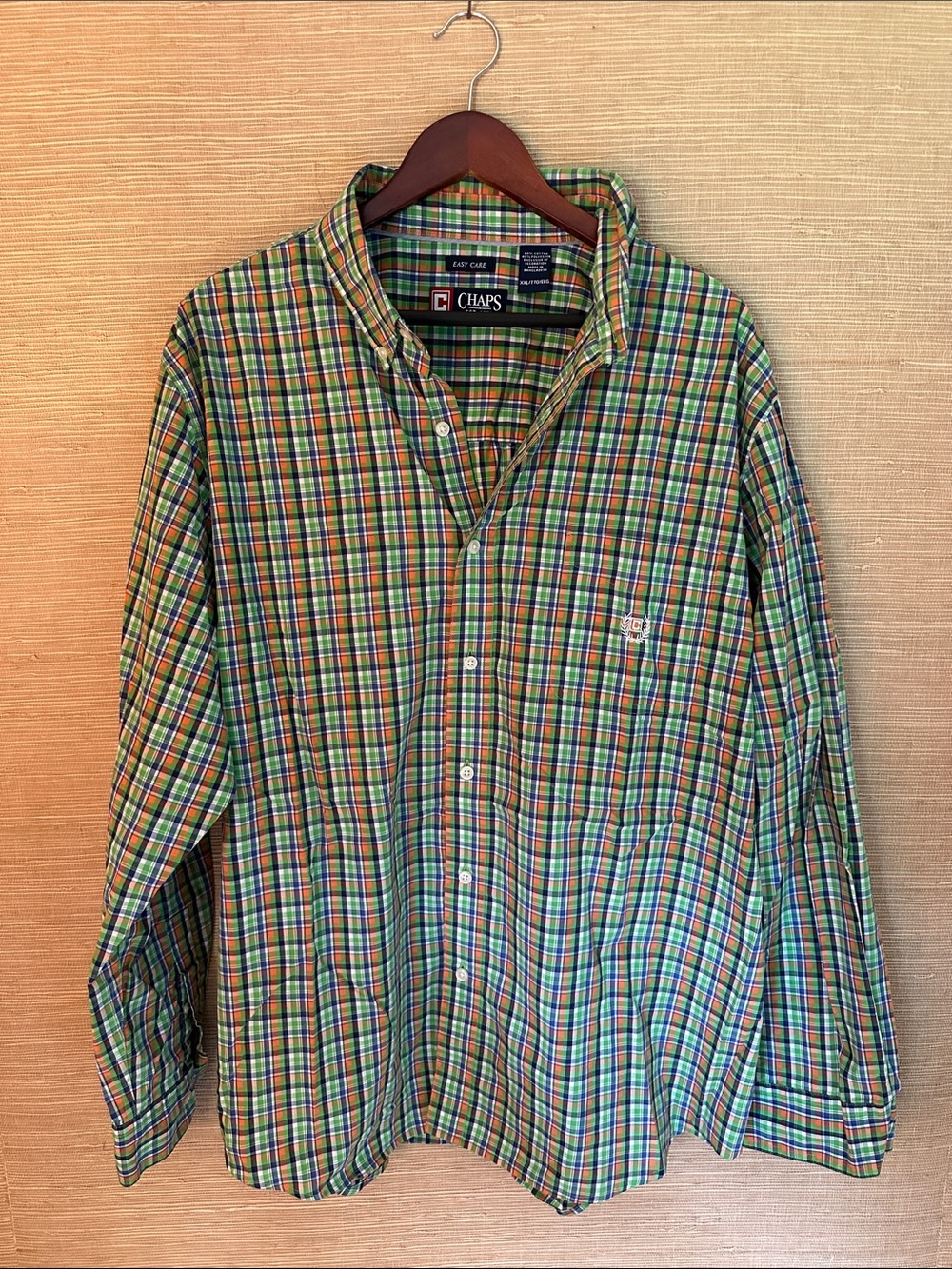 Chaps Men's Green Multicolor Plaid Button-Down Shirt XXL